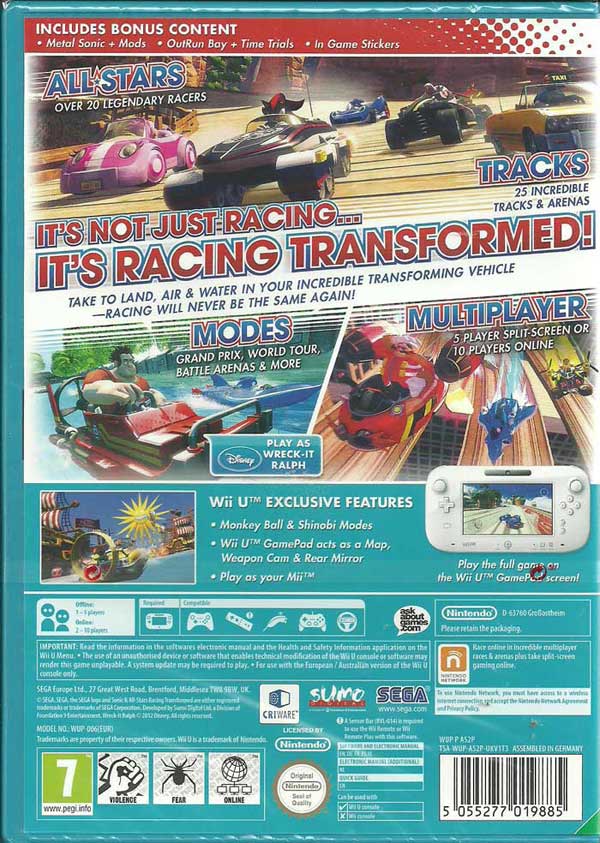 Sonic & SEGA All Stars Racing Transformed Wii U sklep najtańsze gry na konsole Sonic & SEGA All Stars Racing Transformed Wii U